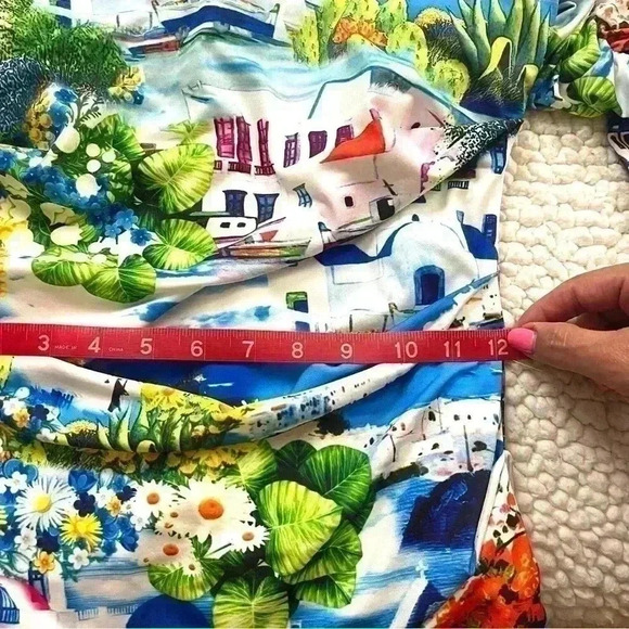 Boston Proper Cold Shoulder Rouge 3/4 Sleeve Cowl Neckline Tropical Top Size XS - Picture 14 of 15